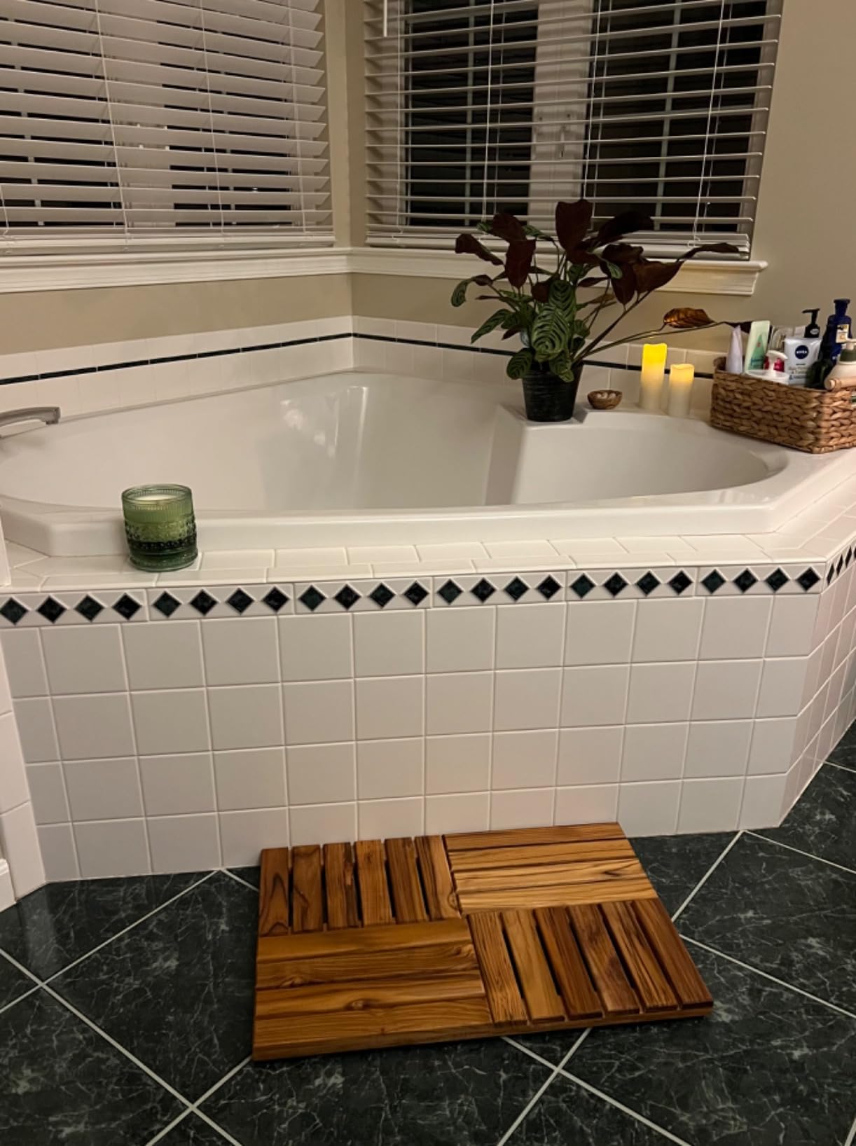 Utoplike Teak Wood Bath Mat, Shower Mats for Bathroom 32 x 20 inch Large | with Non-Slip Pads, Wood Floor Sturdy Mat for Inside Shower, Luxury Spa Home or Outdoor customer photo 1