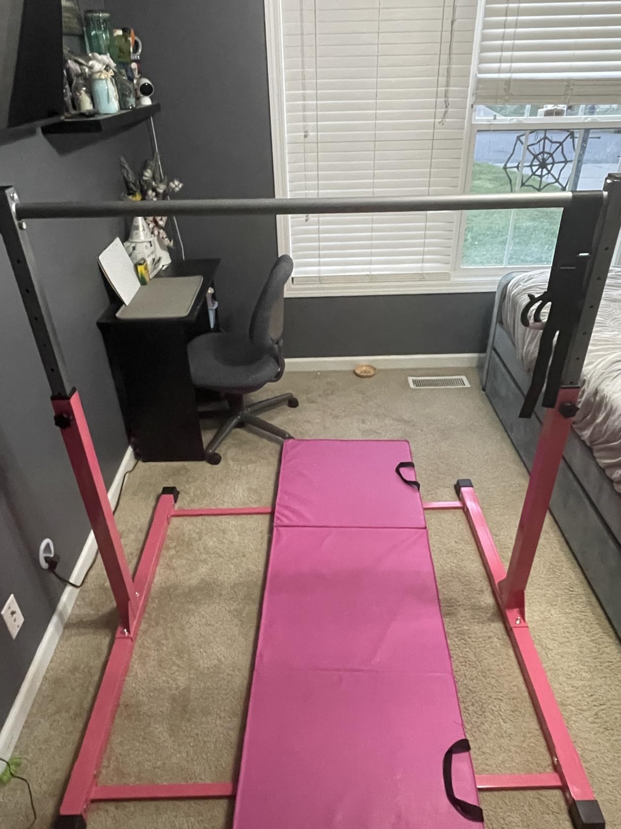 Safly Fun Gymnastics Bar for Kids Ages 3-15 | Sturdy Steel Home Gym, Adjustable Height (3 to 5 ft) with Anti-Slip Base, Easy Assembly customer photo 2