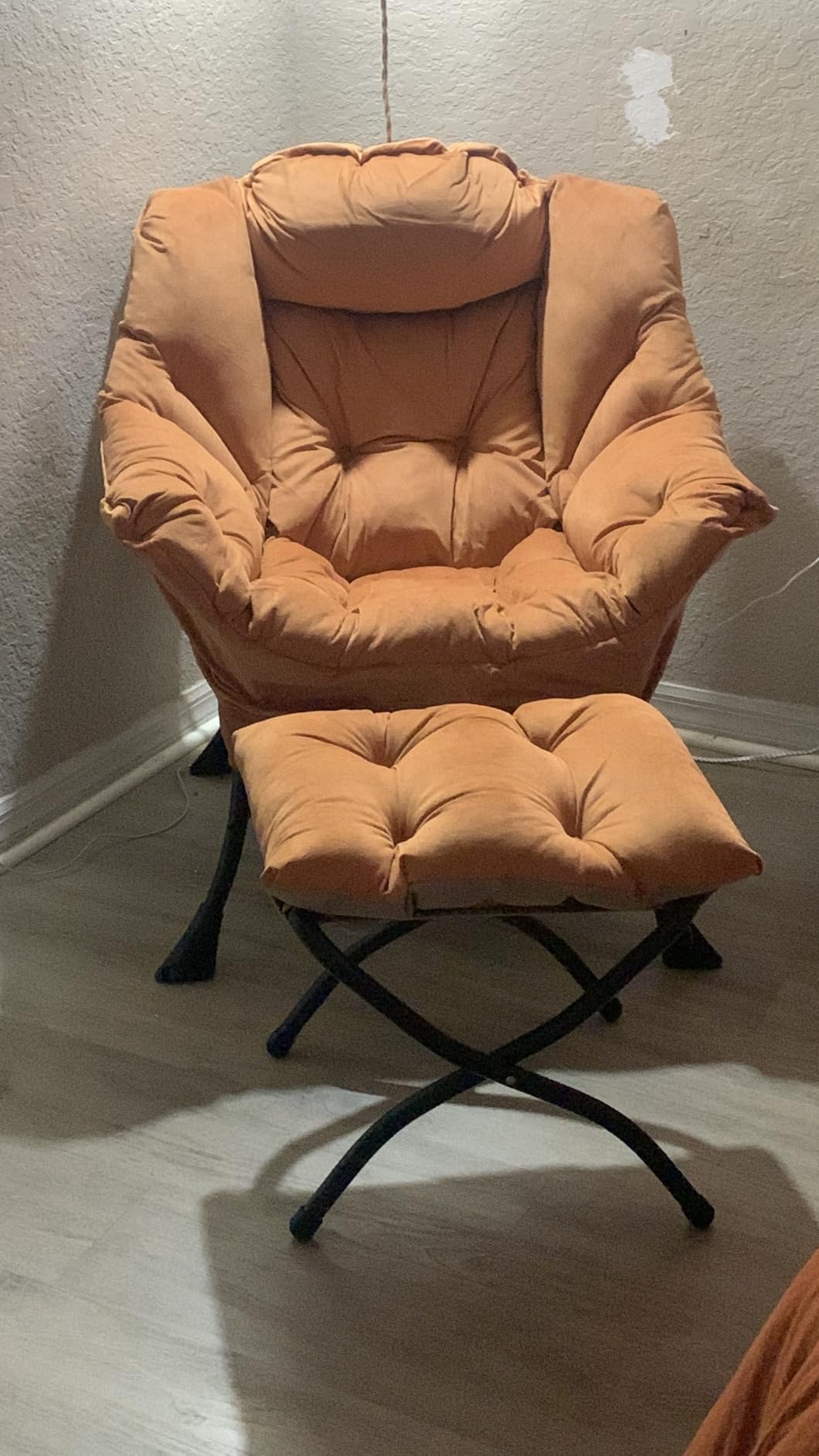 Tiita Lazy Chair with Ottoman, Comfy Reading Accent Chair, Dark Grey | Foldable Footrest, Padded Seat and Backrest, Side Pocket for Lounging in Living Rooms, Bedrooms, Dorms and Small Spaces customer photo 2