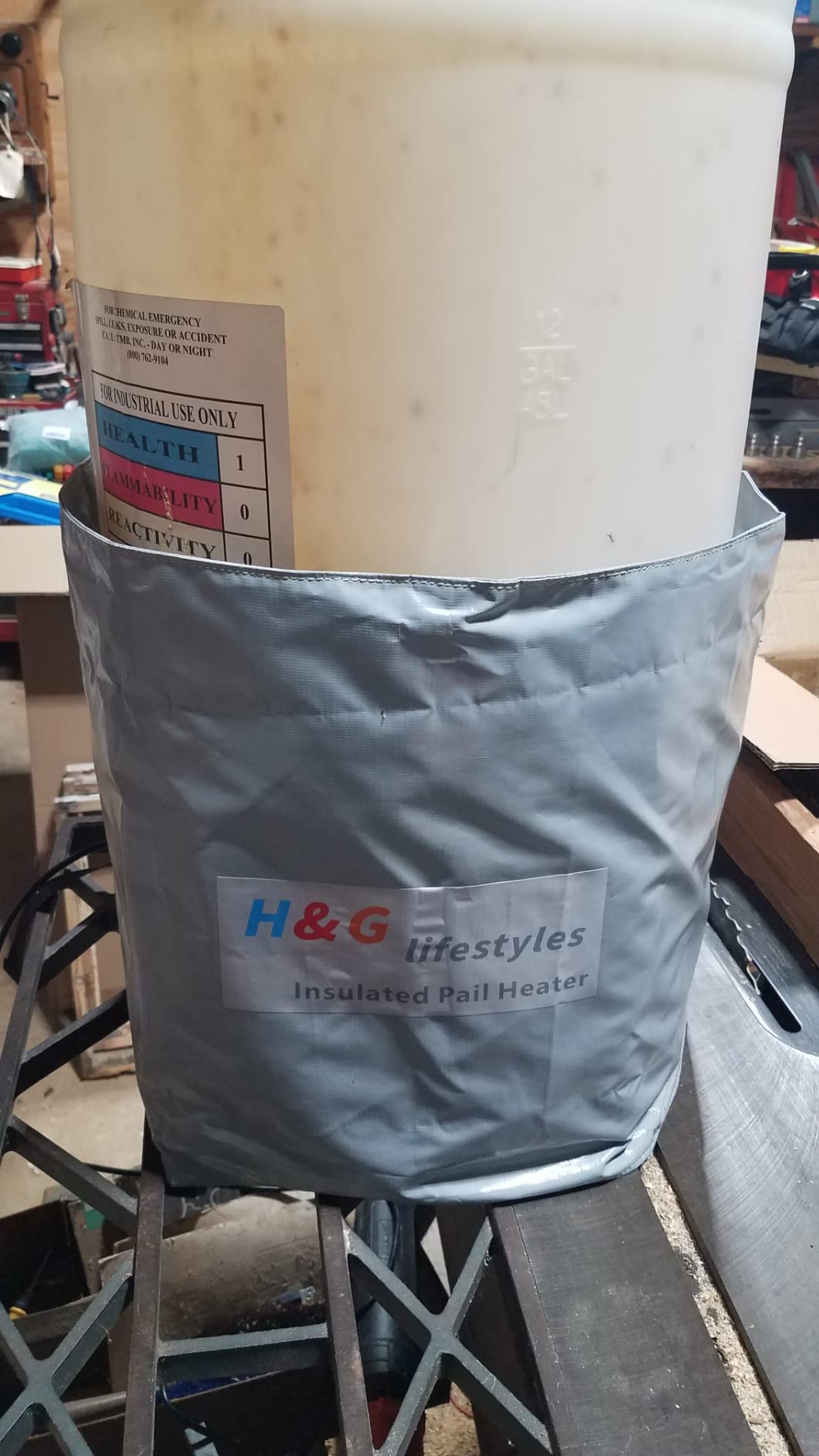 H&G Lifestyles 5 Gallon Bucket Heater, 5Gal Honey Bucket Warmer | Heating Pail Band Insulated Propane Tank, 100 Watts Adjustable Temperature for Drum & Pail customer photo 1