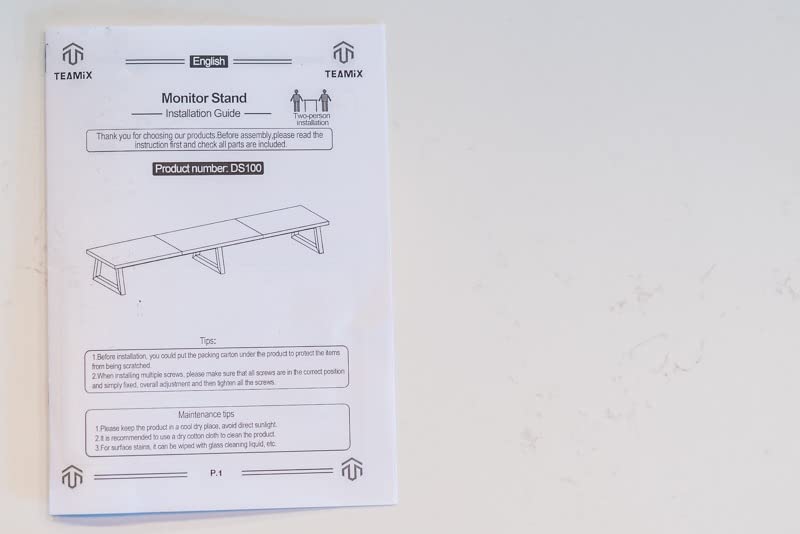 TEAMIX 42 inch Large Dual Monitor Stand Riser, TV Riser, Desk Shelf Organizer | Extra Long Computer Stand, Wood & Steel, Holds 300lbs, Keyboard/PS5/Soundbar Storage Underneath, For Home Office & Gaming customer photo 2