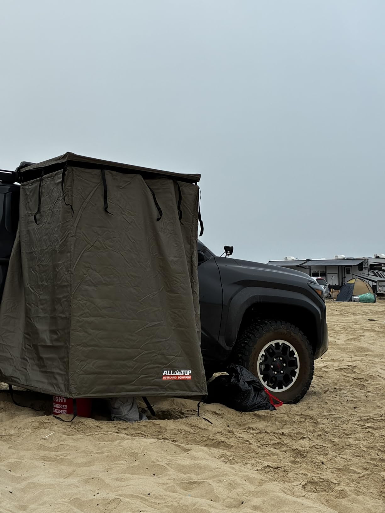 ALL-TOP Awning Shower Room w/Foldable Floor Mat, 3.3ft x 3.3ft, Privacy Shelter Restroom w/Roof, LED Light, Drain Pipe, Carside Bathroom customer photo 2