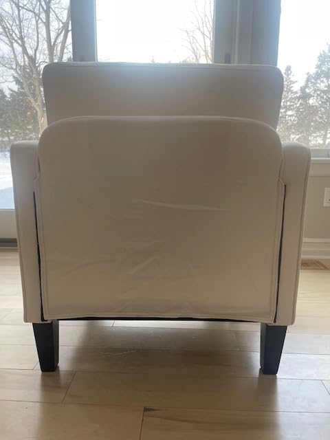 VINGLI Mid century Modern Accent Chair, Navy Blue Fabric Accent Chairs for Living Room Upholstered Armchair with Scooped Arms for Bedroom, Apartment, Studio, Office, Waiting Room customer photo 1