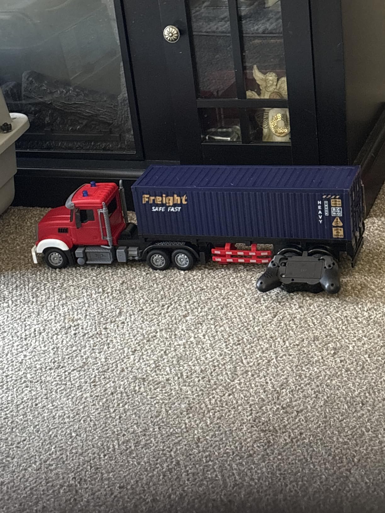 RC Semi Truck with Trailer - 22.5 Inch Semi Truck Toy for Kids, Carrier Van Transport Vehicle with 2 Rechargeable Batteries, 1:24 Container Trucks with LED Lights & Music customer photo 1