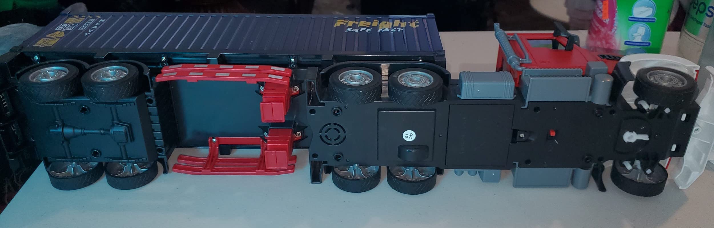 RC Semi Truck with Trailer - 22.5 Inch Semi Truck Toy for Kids, Carrier Van Transport Vehicle with 2 Rechargeable Batteries, 1:24 Container Trucks with LED Lights & Music customer photo 2