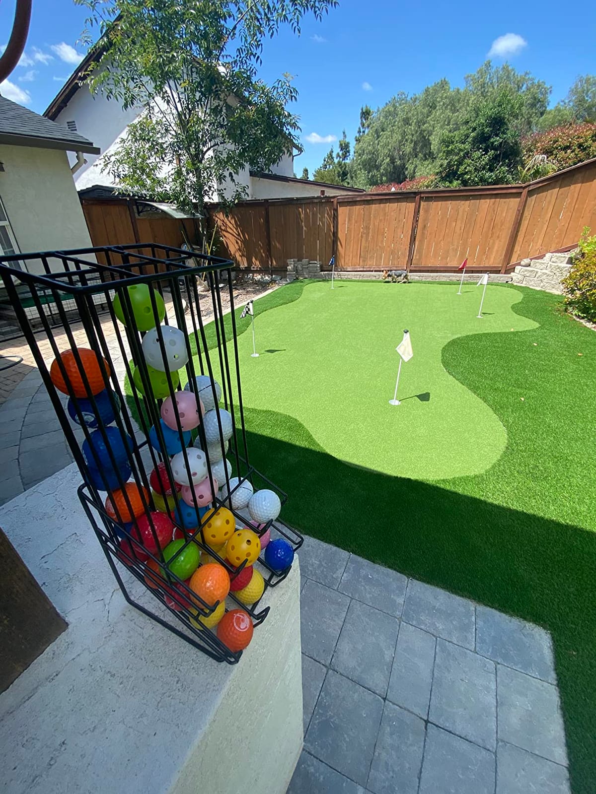 MyGift Golf Ball Basket Holder, Matte Black Wire Dispenser Rack for 60 customer photo 1