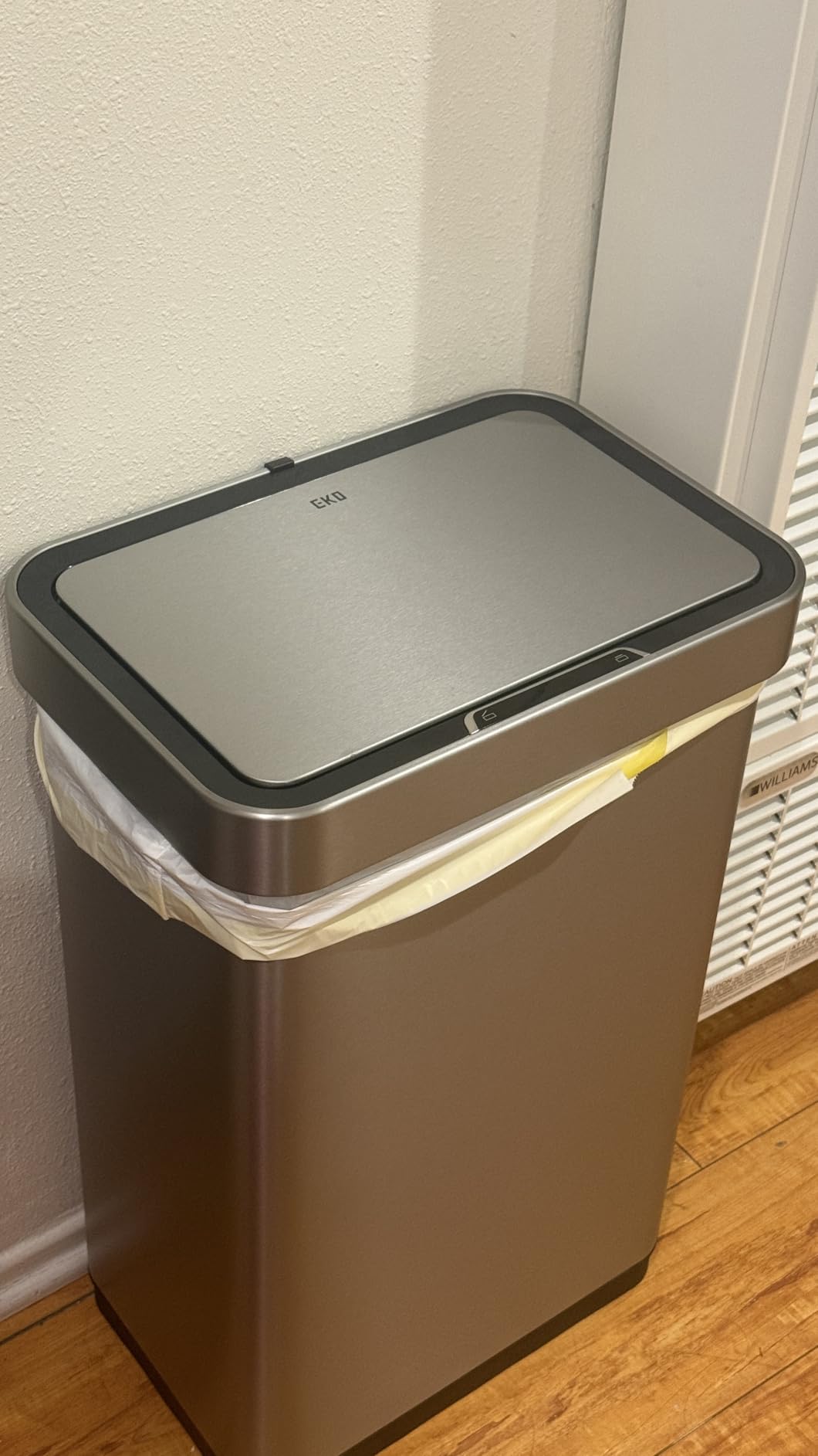 EKO Deluxe Mirage-T 50 Liter / 13.2 Gallon Touchless Rectangular Motion Sensor Trash Can or Recycling Bin, Matte Stainless Steel Finish customer photo 1