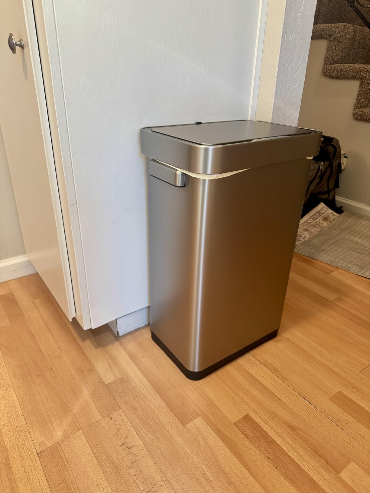 EKO Deluxe Mirage-T 50 Liter / 13.2 Gallon Touchless Rectangular Motion Sensor Trash Can or Recycling Bin, Matte Stainless Steel Finish customer photo 2
