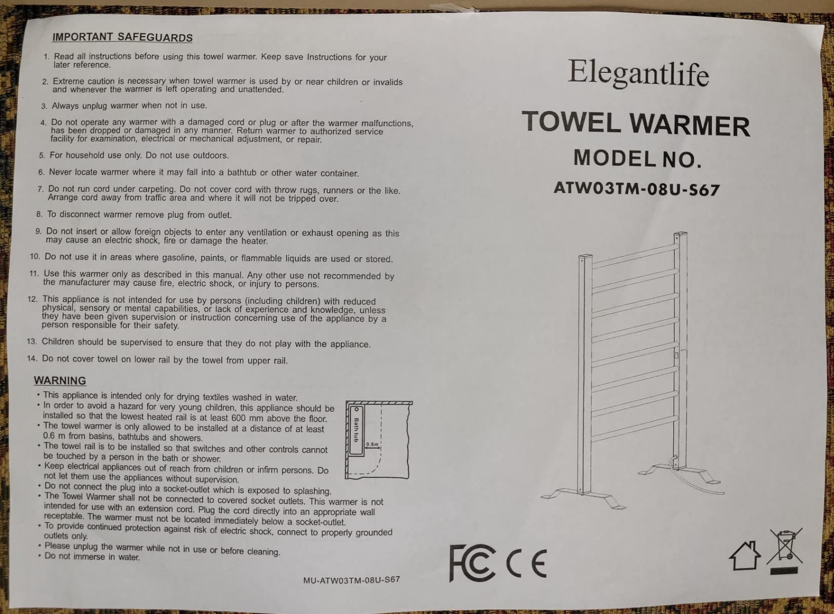 Towel Warmer with Timer,Towel Racks for Bathroom,8 Bar Heated Towel Rack for Clothes Drying,Portable Free Standing Heater,Auto Cut Off Home Electric Heat Dryer,Wall Mount Thermostat Shelf customer photo 1