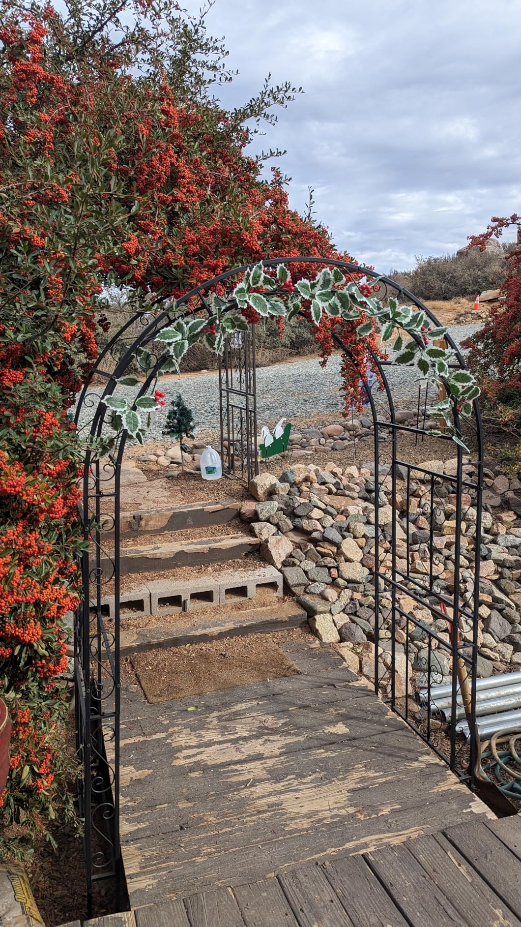 Outvita 7FT Metal Garden Arch Arbor, Black Trellis Frame | Heavy duty metal arbour with 7 in ground stakes; for roses, vines, lawn, patio, wedding & party decor customer photo 2