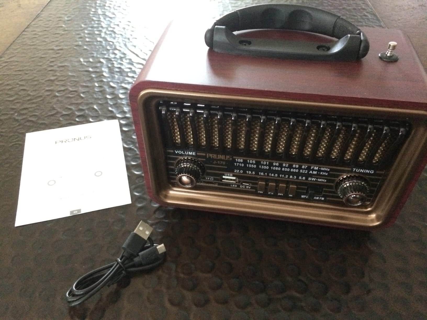 PRUNUS Retro Vintage Radio with Bluetooth, Radios Portable AM FM | Rich Bass Stereo Sound, Rechargeable Speaker with TWS Pairing, Loud Volume, BT5.0, TF Card & MP3 Player for Home/Party customer photo 2