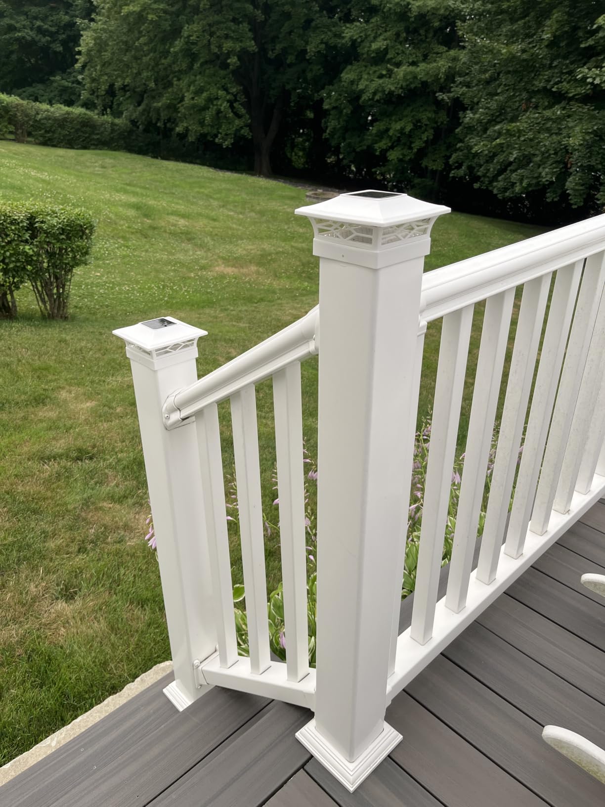 VOLISUN 6Pack Solar Post Cap Lights, 2 Color Modes Deck Lights, White | Waterproof solar lights fit 4x4/6x6 wooden & 4x4/5x5 vinyl posts, suitable for dock, fence, patio outdoor decorative lighting customer photo 1