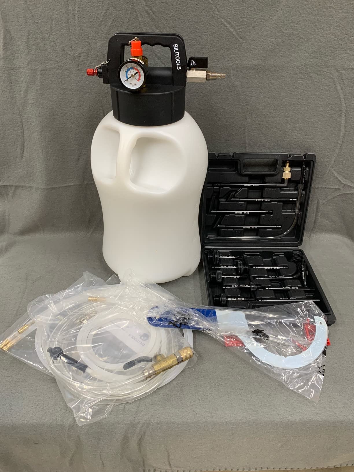 BILITOOLS 8L(2.1 gal) Transmission Fluid Pump Air Operated, 15 ATF Adapters | Fluid Transfer Pump Automotive, Pneumatic Vacuum Oil Fluid Extractor Dispenser, ATF Refill Kit customer photo 1