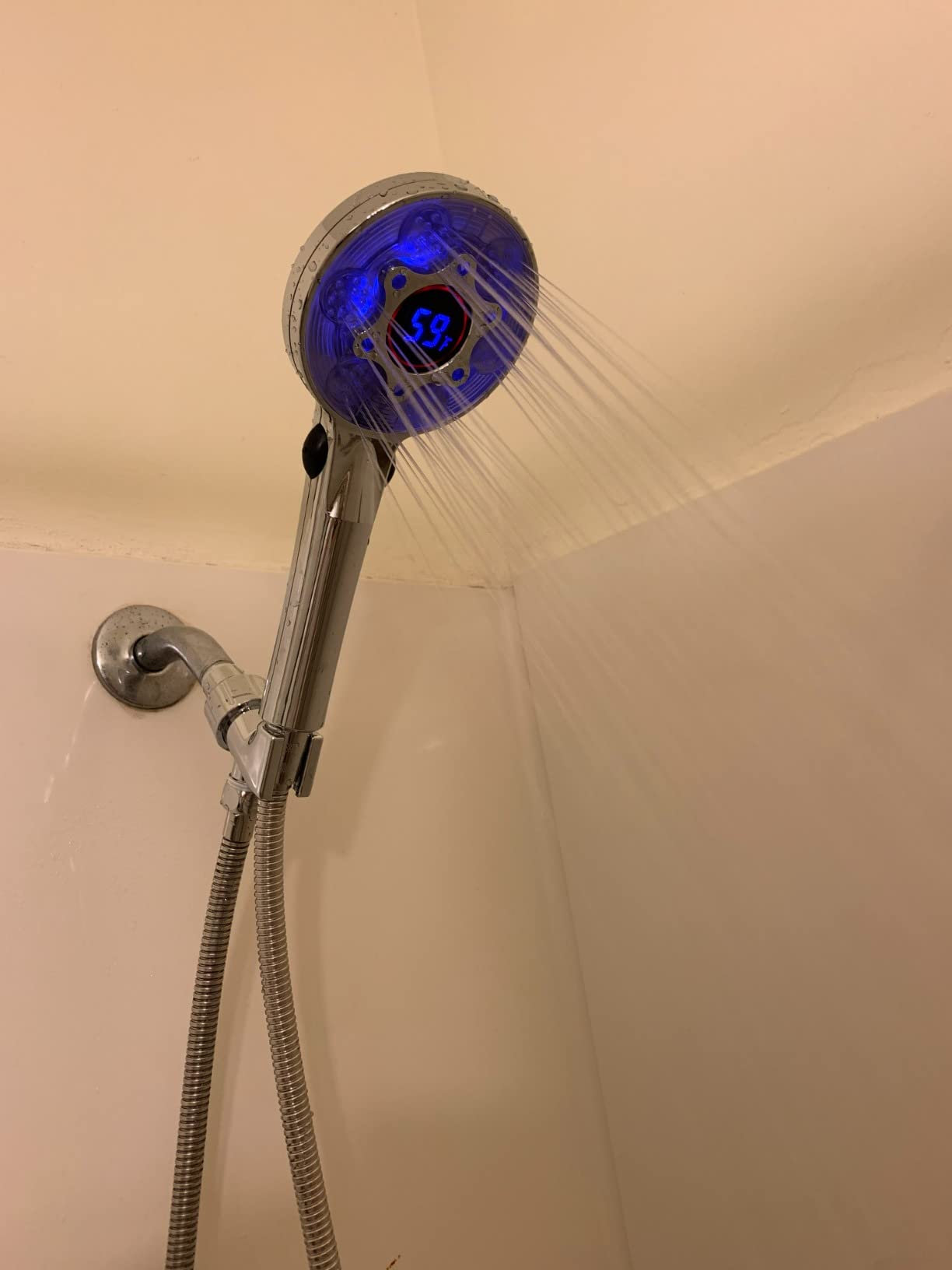 LED Shower Head with Handheld, Color Changing | with Water Temperature Display, Water Saving Spray Showerhead with 59