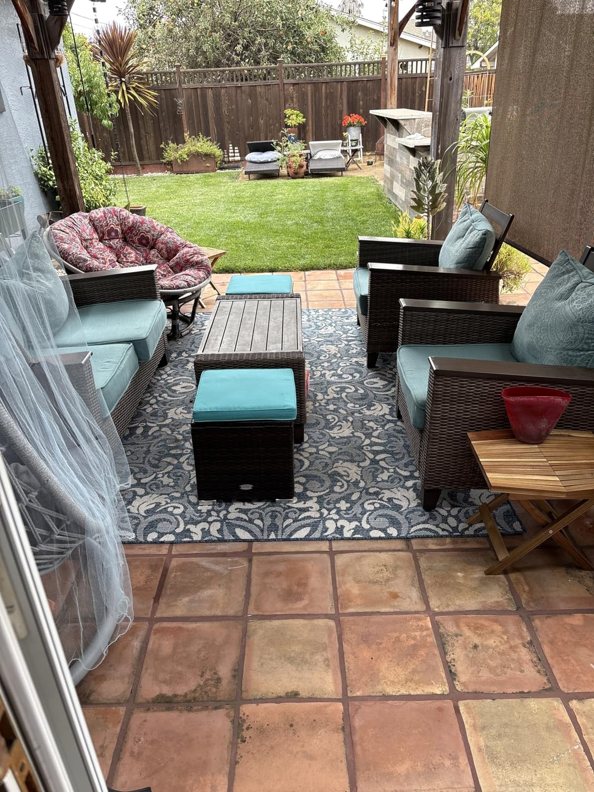 Tangkula 2 Pieces Patio Ottomans, Patiojoy Hand-Woven PE Rattan Side Table with Removable Cushion & Hidden Storage Space, Multifunctional Storage Box, Seat for Patio, Backyard, Poolside (Beige) customer photo 1