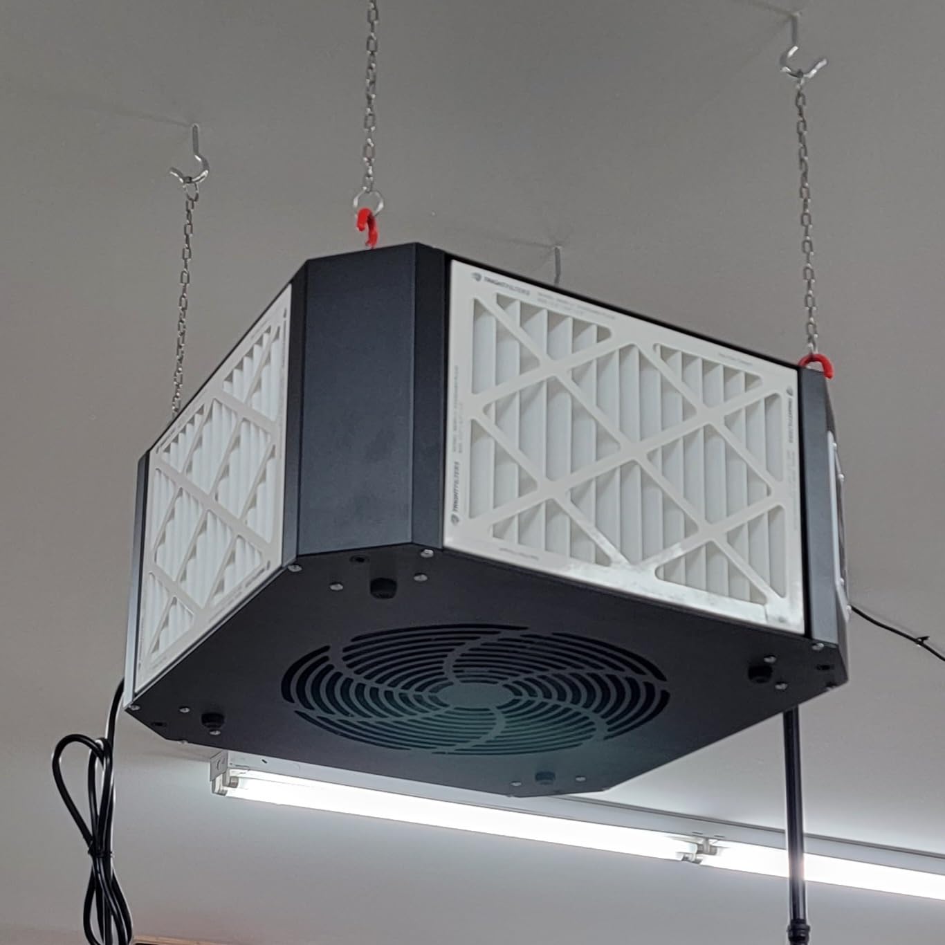 ABESTORM Air Filtration System Woodworking Built-in Ionizer, 1350CFM Hanging Air Filter with Strong Vortex Fan, 360 Degree Intake, Shop Dust Collector for Woodworking, Garage WorkShop, DecDust 1350IG customer photo 1