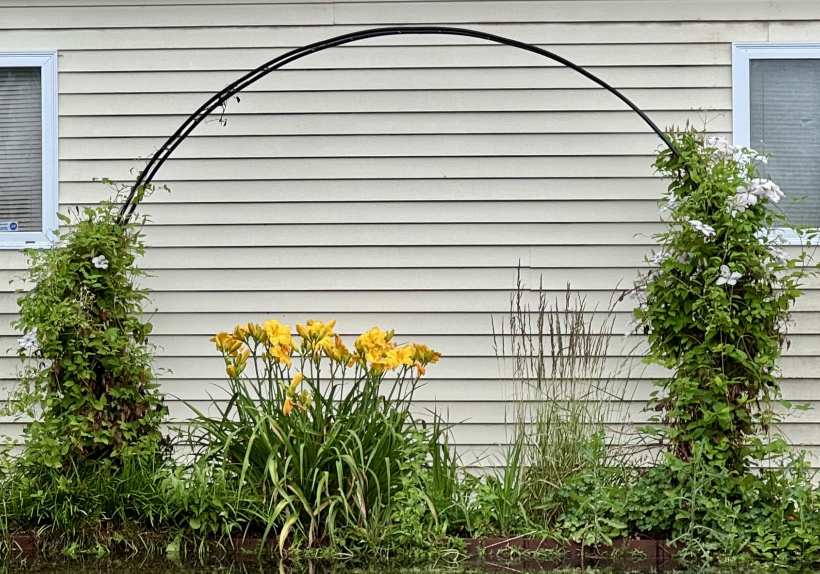 Queension Extra Large Garden Arch 7.2Ft Wide 9.2Ft High, Wedding Arch for Ceremony, Outdoor Garden Trellis for Climbing Plant, Metal Balloon Arches Backdrop Stand with Prongs Base, Black customer photo 1