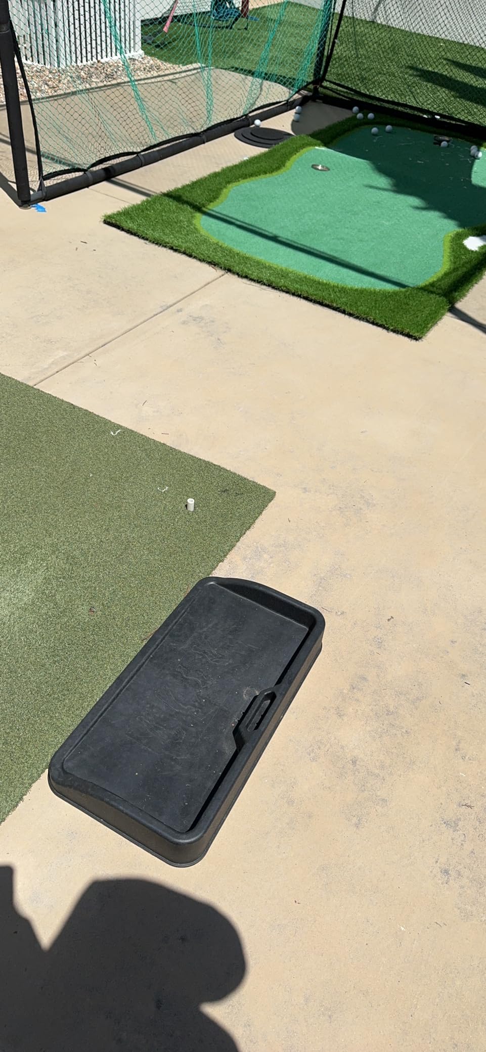 Heavy Duty Golf Ball Tray - with Cell Phone Holder Record Golf Swing - 100 Ball Capacity - High Impact Rubber Golf Tray Compatible with All Hitting Mats customer photo 2