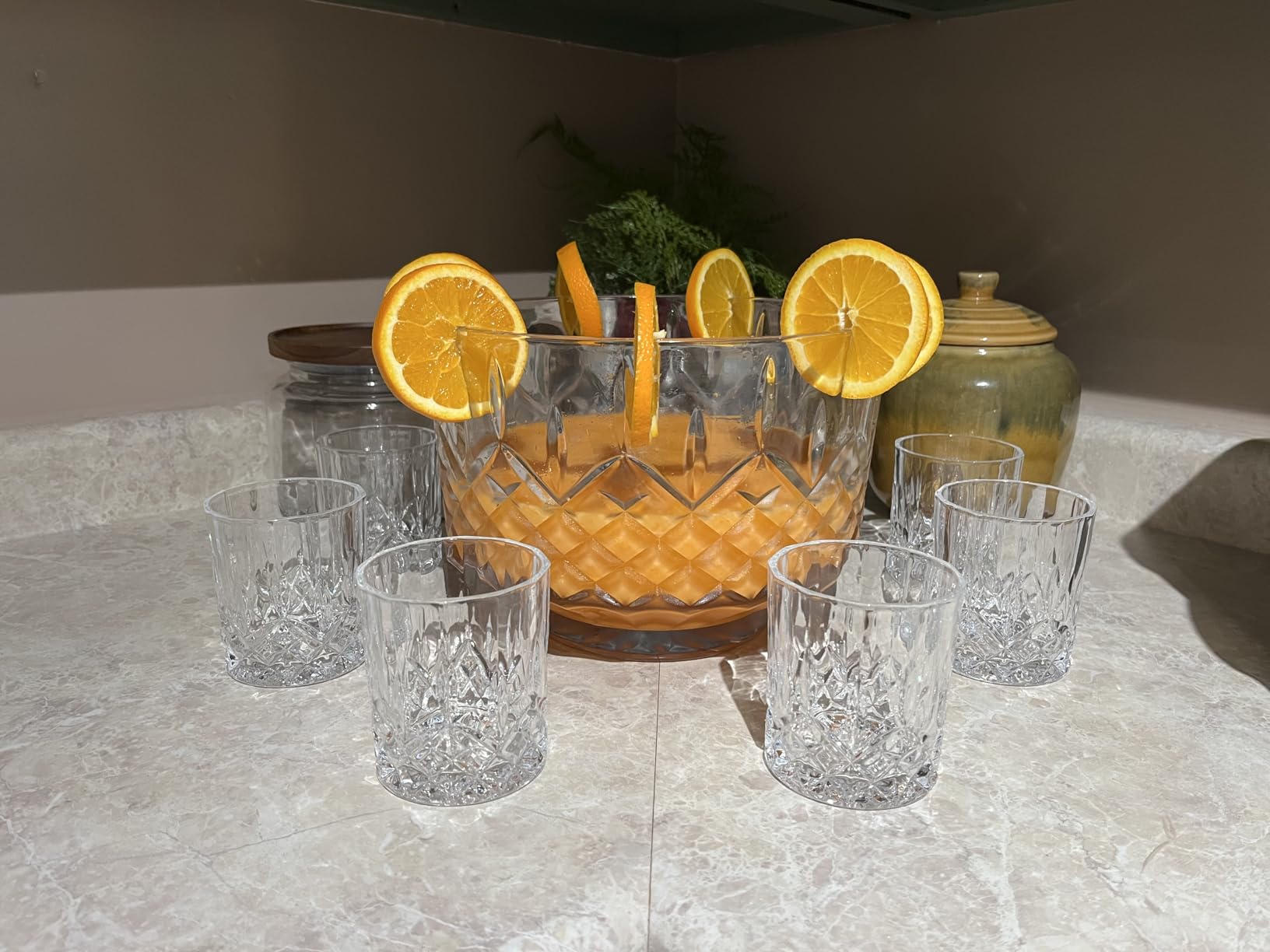 Viski Admiral Punch Bowl Set with 8 Tumblers, Cut Crystal Cocktail Party Serveware, Dishwasher Safe, 2.5 Gallons, 9 Oz Glasses, Set of 9 customer photo 1