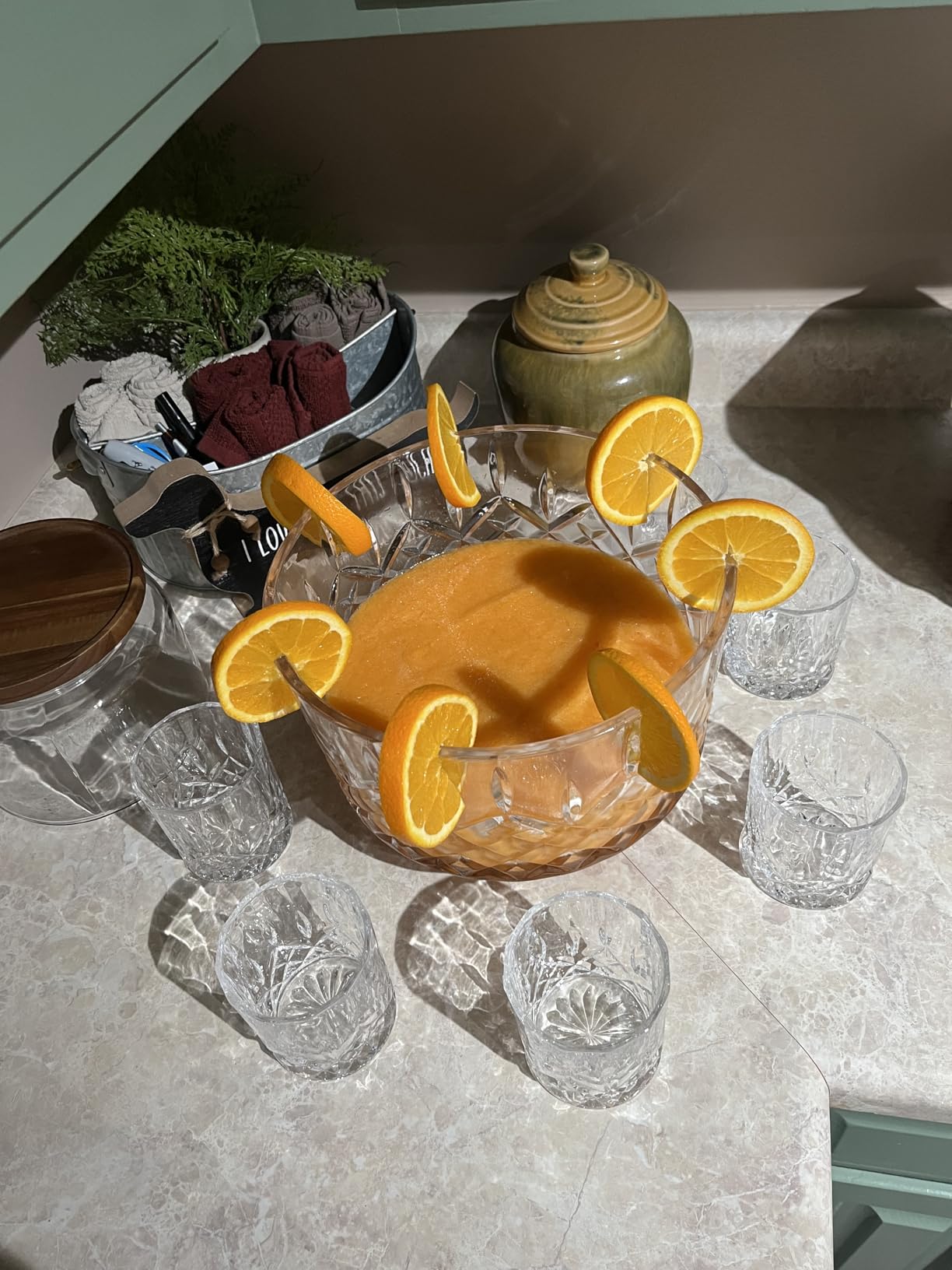 Viski Admiral Punch Bowl Set with 8 Tumblers, Cut Crystal Cocktail Party Serveware, Dishwasher Safe, 2.5 Gallons, 9 Oz Glasses, Set of 9 customer photo 2