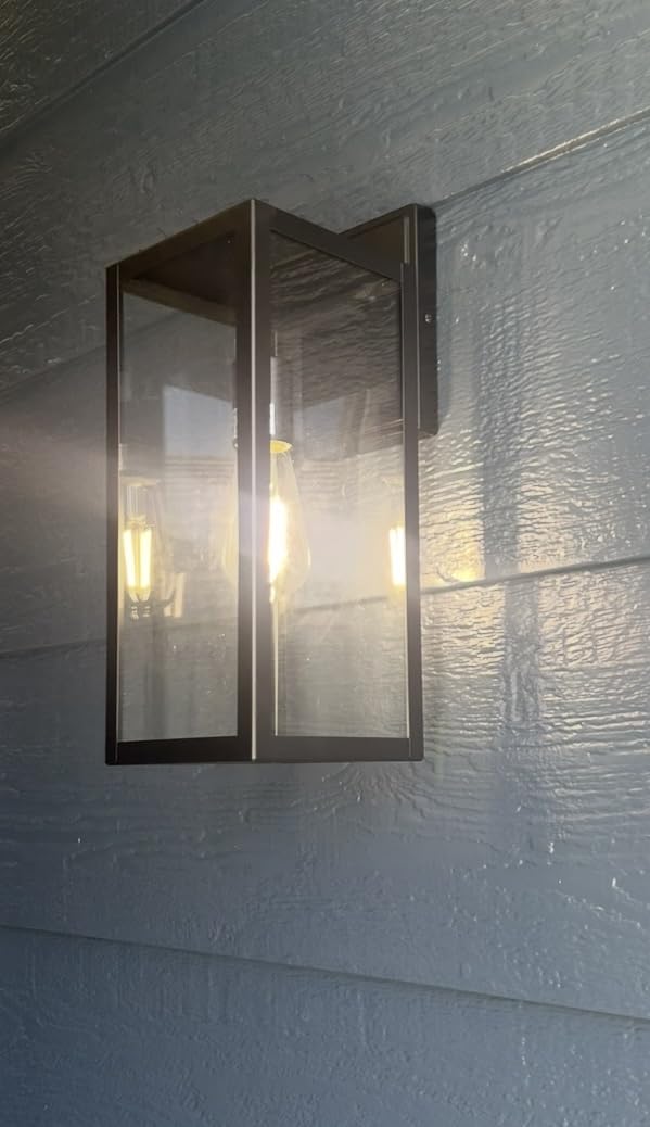 hykolity Large Size Outdoor Wall Lights, 16 Inch Wall Lantern | Waterproof Exterior Wall Sconce, Anti-Rust Wall Mounted Lighting with Glass Shade, E26 Socket for Porch customer photo 1
