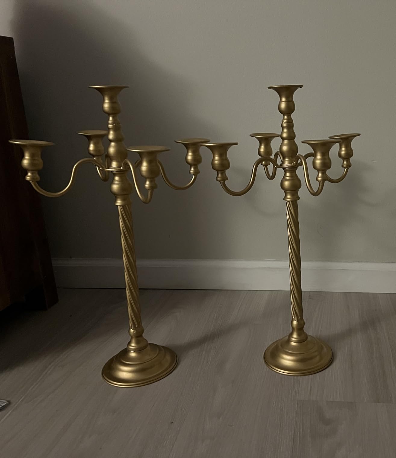 Sziqiqi Gold Floor Candelabra Candle Holder for Wedding, 5-Arm, 35in Tall | for 0.87in Taper Candle, Vintage Candlestick Holder, for Christmas Centerpiece, Fireplace, Mantel, Living Room, Home Decor customer photo 2