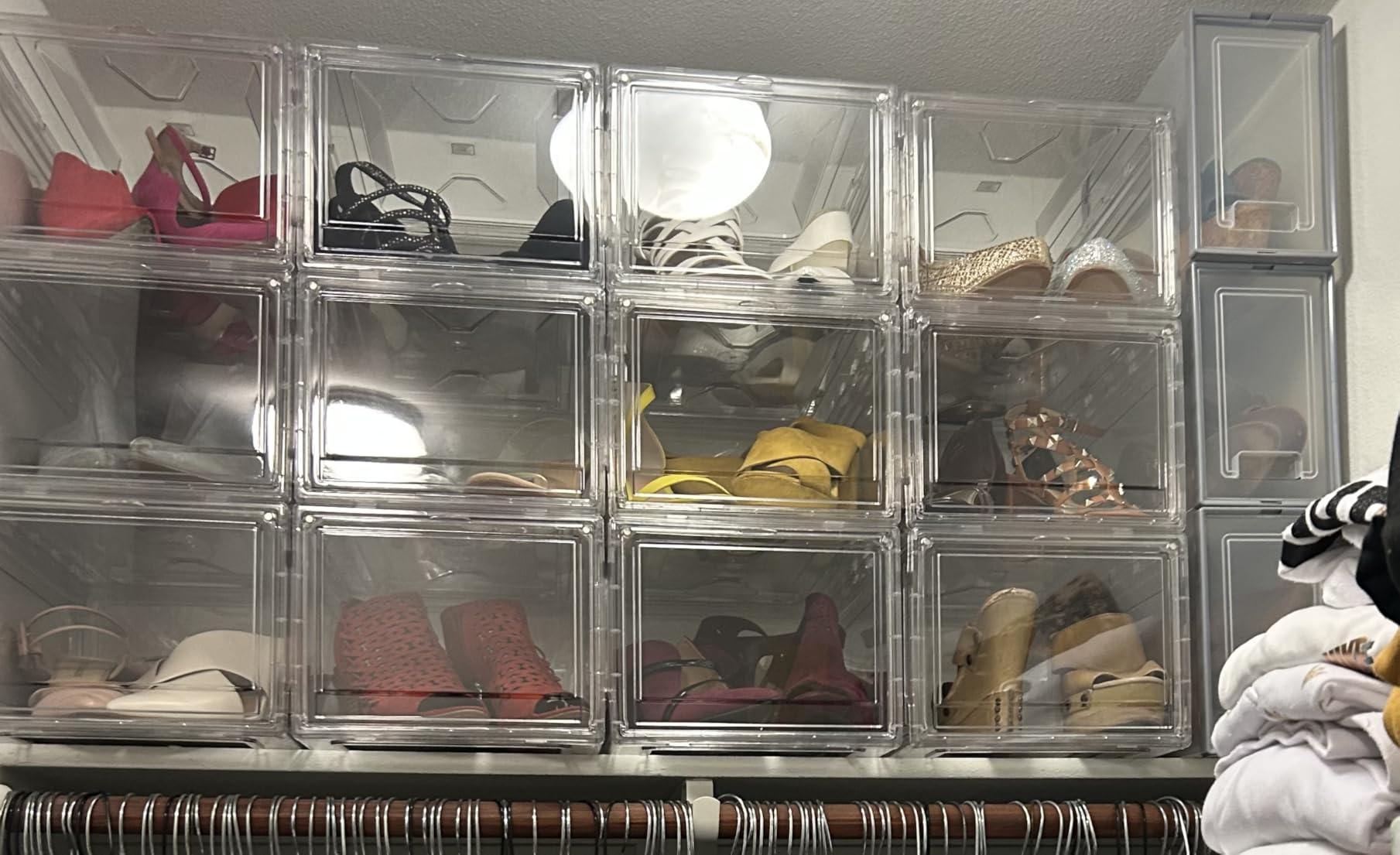 MMBABY 12 Pack Acrylic Clear Shoe Boxes, Ultra Clear Stackable Sneaker Display Cases with Magnetic Door, Professional Grade Shoe Display Case for Sneakers & Boots, Fits Up to US Men's Size 15 customer photo 1