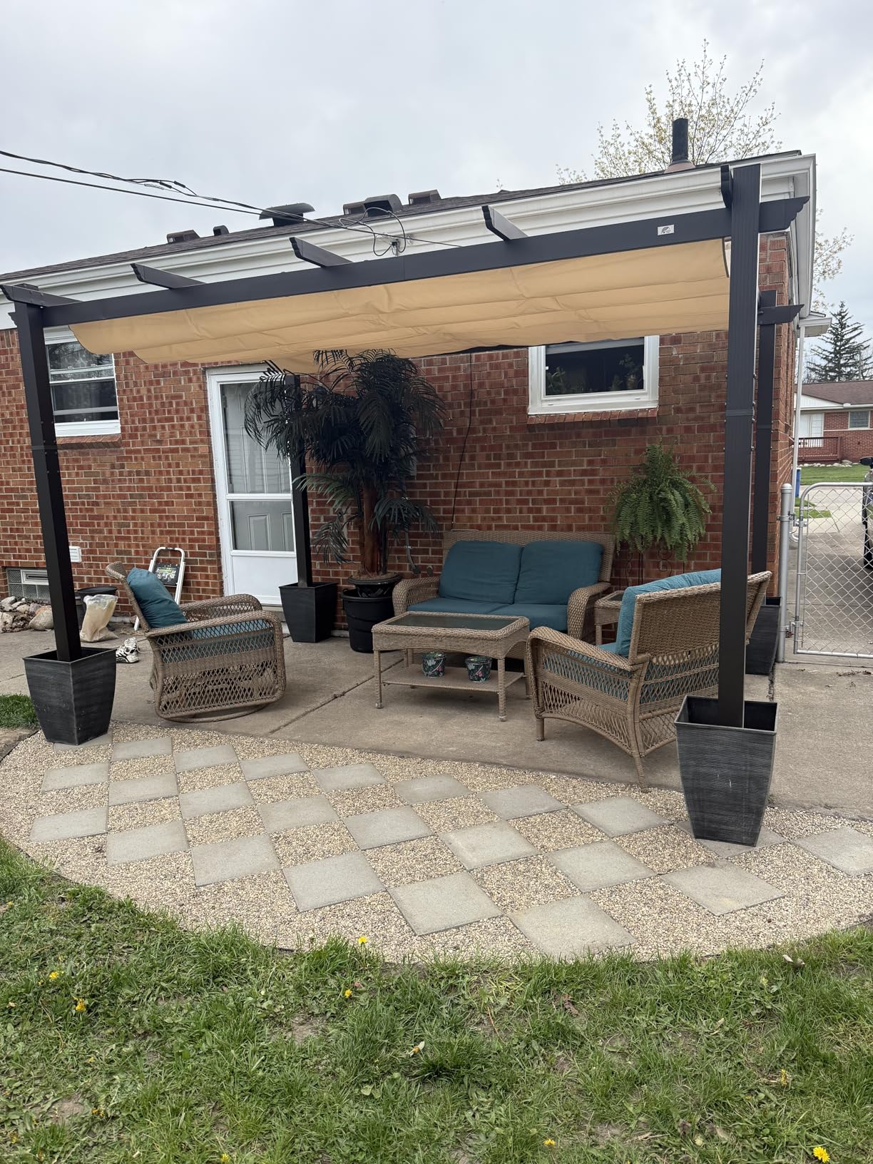 PURPLE LEAF Patio Pergola 10' x 13' Retractable Canopy Metal Frame, White customer photo 2