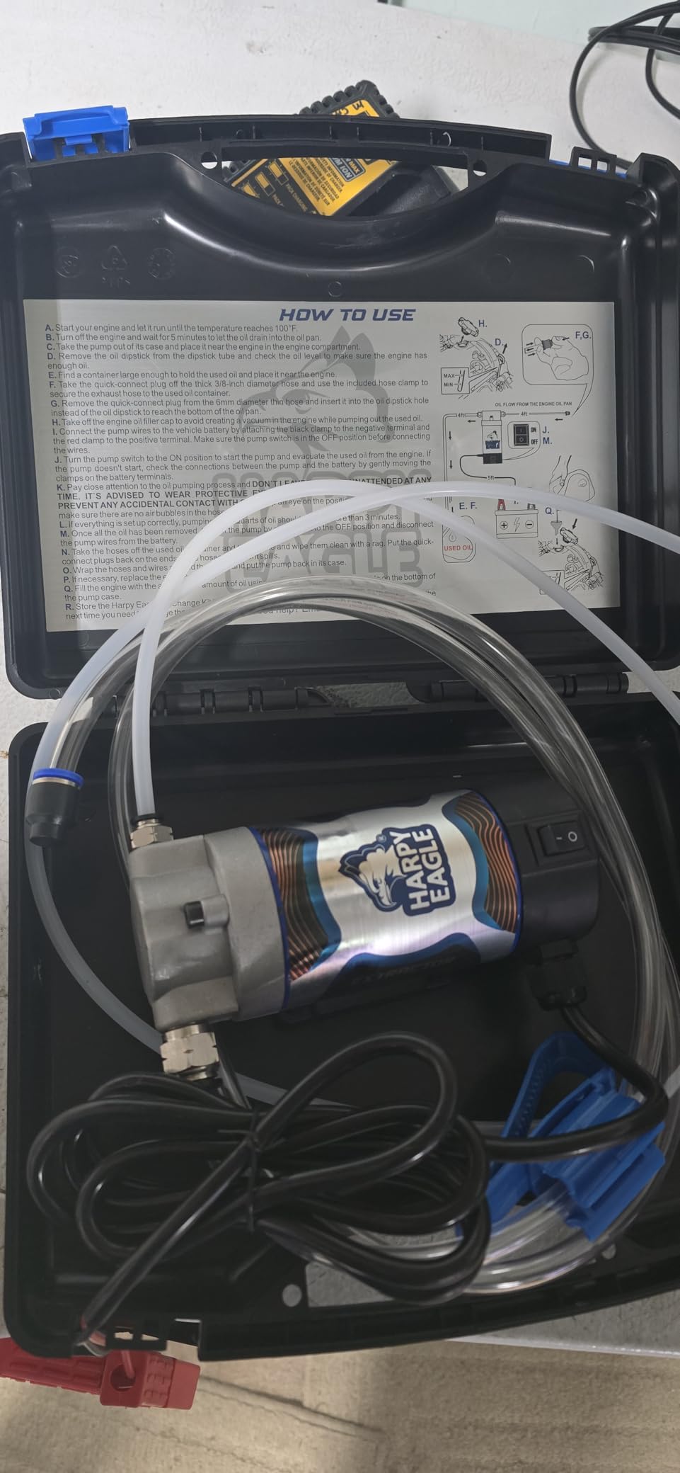 Harpy Eagle Electric Oil Change Extractor Pump 12/24V 100W, Oil Change Fluid Extractor Suction Transfer Pump Portable for Automotive, Cars, Boats, Motorcycle, Trucks with Storage Case/Patent Pending customer photo 1