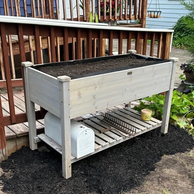 Best Choice Products Raised Garden Bed 48x24x32-inch Mobile Elevated Wood Planter w/Lockable Wheels, Storage Shelf, Protective Liner - Acorn Brown customer photo 2