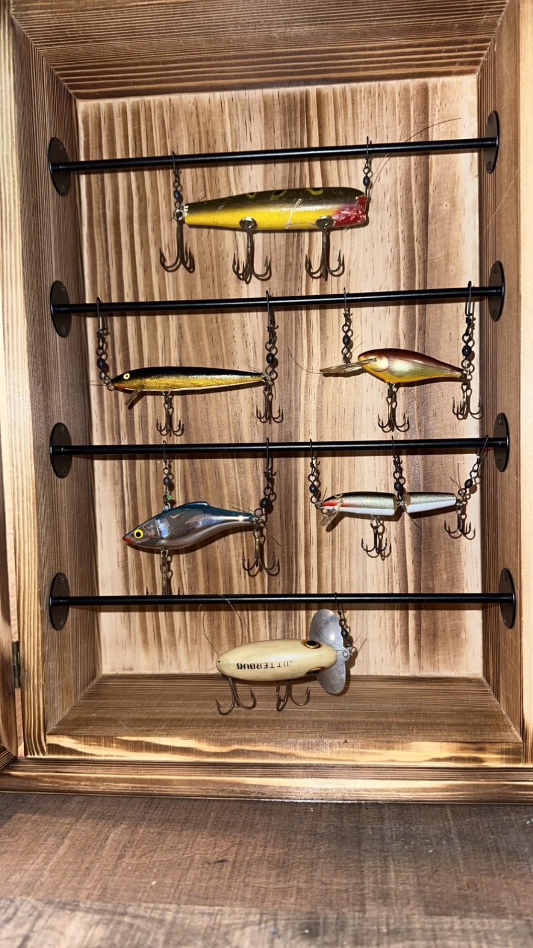 Wall Cabinet Fishing Lures Storage Display Case | Tackle Box Organizer With Door and Lockable, Fishing Gifts for Men, For Study Room, Collection Room, Office, Garage customer photo 2