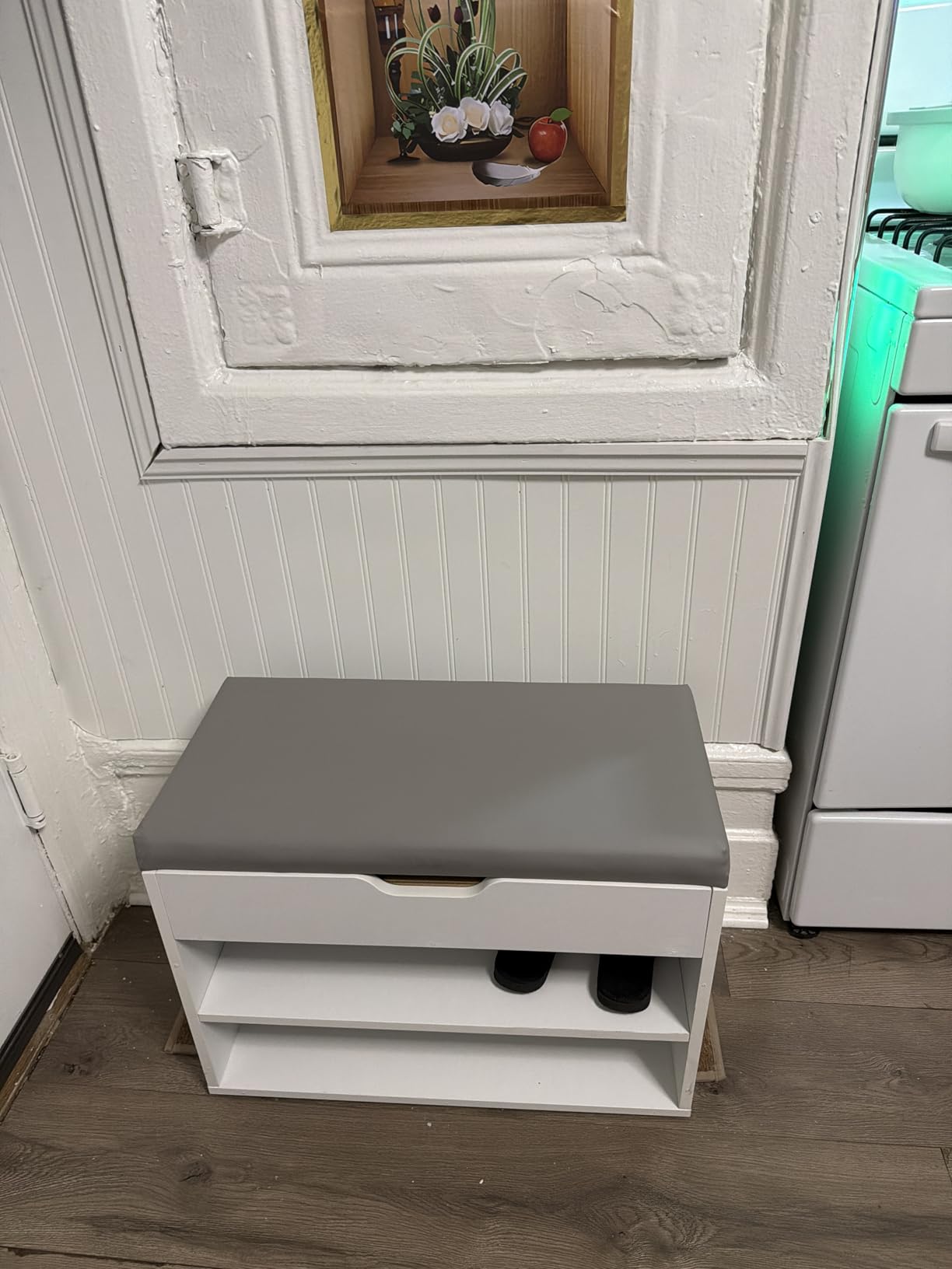 VASAGLE CUSTOS Collection - Storage Bench with Cushion, Shoe Bench, Padded Seat, Hidden Storage, Entryway, Hold up to 300 lb, 11.8 x 31.5 x 17.3 Inches, Rustic Brown and Ink Black ULHS30BX customer photo 2