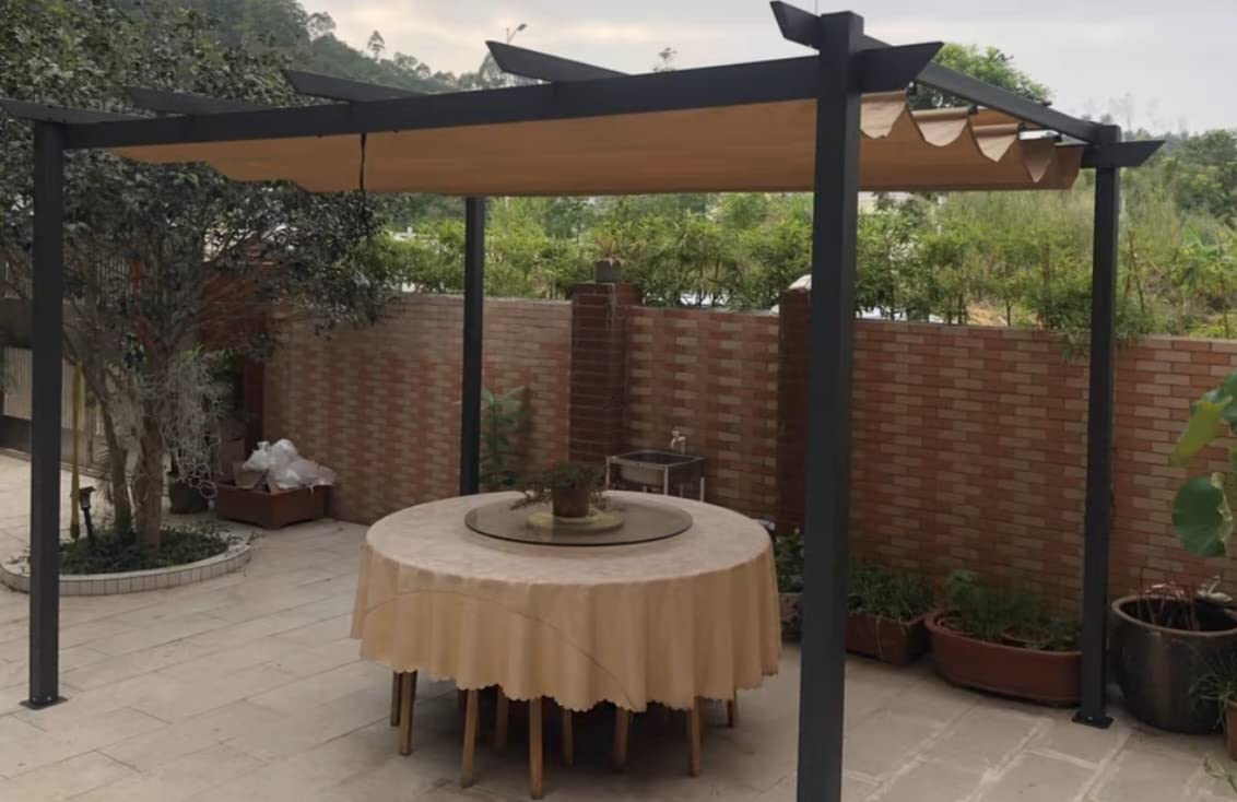 Tangkula 10x13 Ft Outdoor Pergola with Retractable Canopy, Heavy-Duty Aluminum Patio Shelter Pavilion for Deck, Garden, Yard, Beige customer photo 2