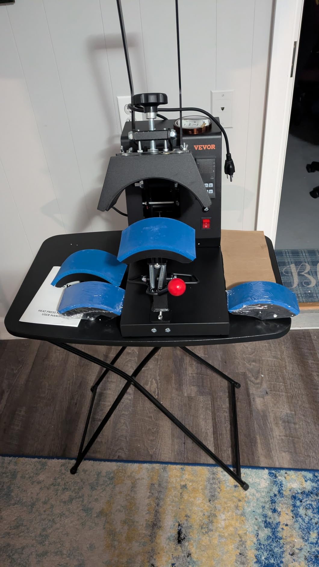 VEVOR 4-in-1 Heat Press Machine for Hats | 6x3 inches Curved Teflon-Coated Heat Plate, Easy Temperature Control, Non-Slip Base customer photo 1