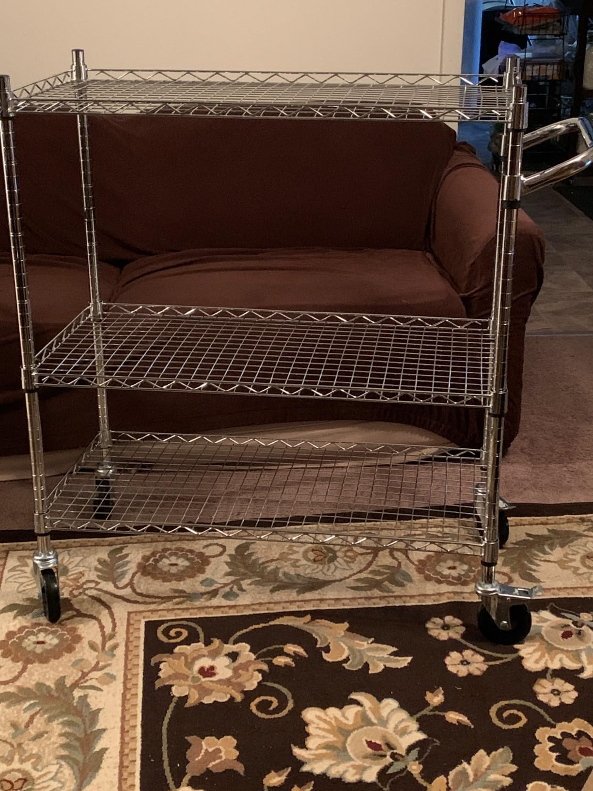 Heavy Duty 3 Tier Rolling Utility Kitchen Cart on Wheels, Large 45