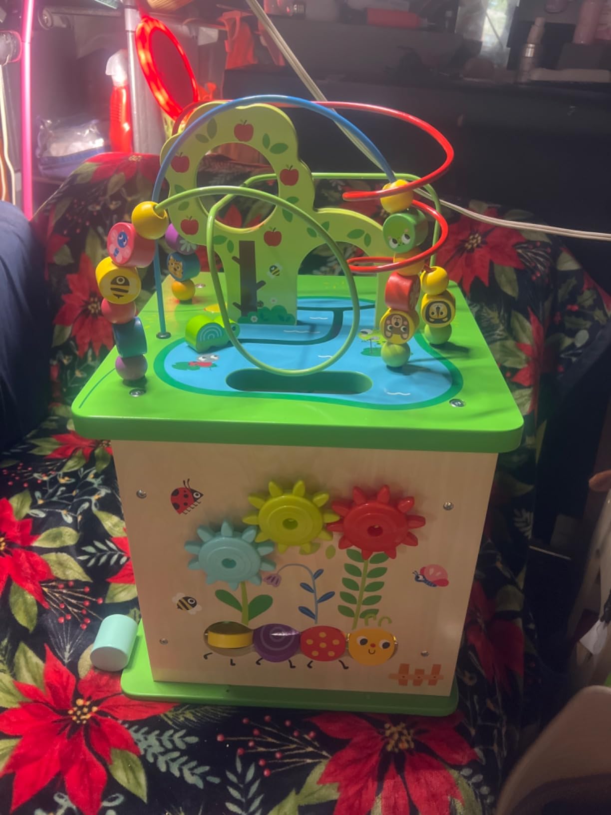 TOOKYLAND 5 in 1 Activity Center, Wooden Large Activity Cube 23