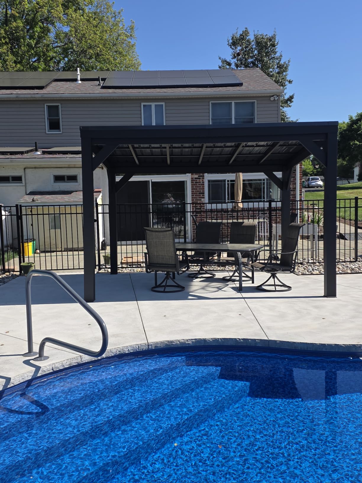 Backyard Discovery Stonebridge 12' x 9.5' Galvanized Steel Outdoor Gazebo Pavilion with Hardtop Slope Roof, Snow Load Support, Wind Resistance, PowerPort, Shade for Garden, Patio, Deck, Entertaining customer photo 1