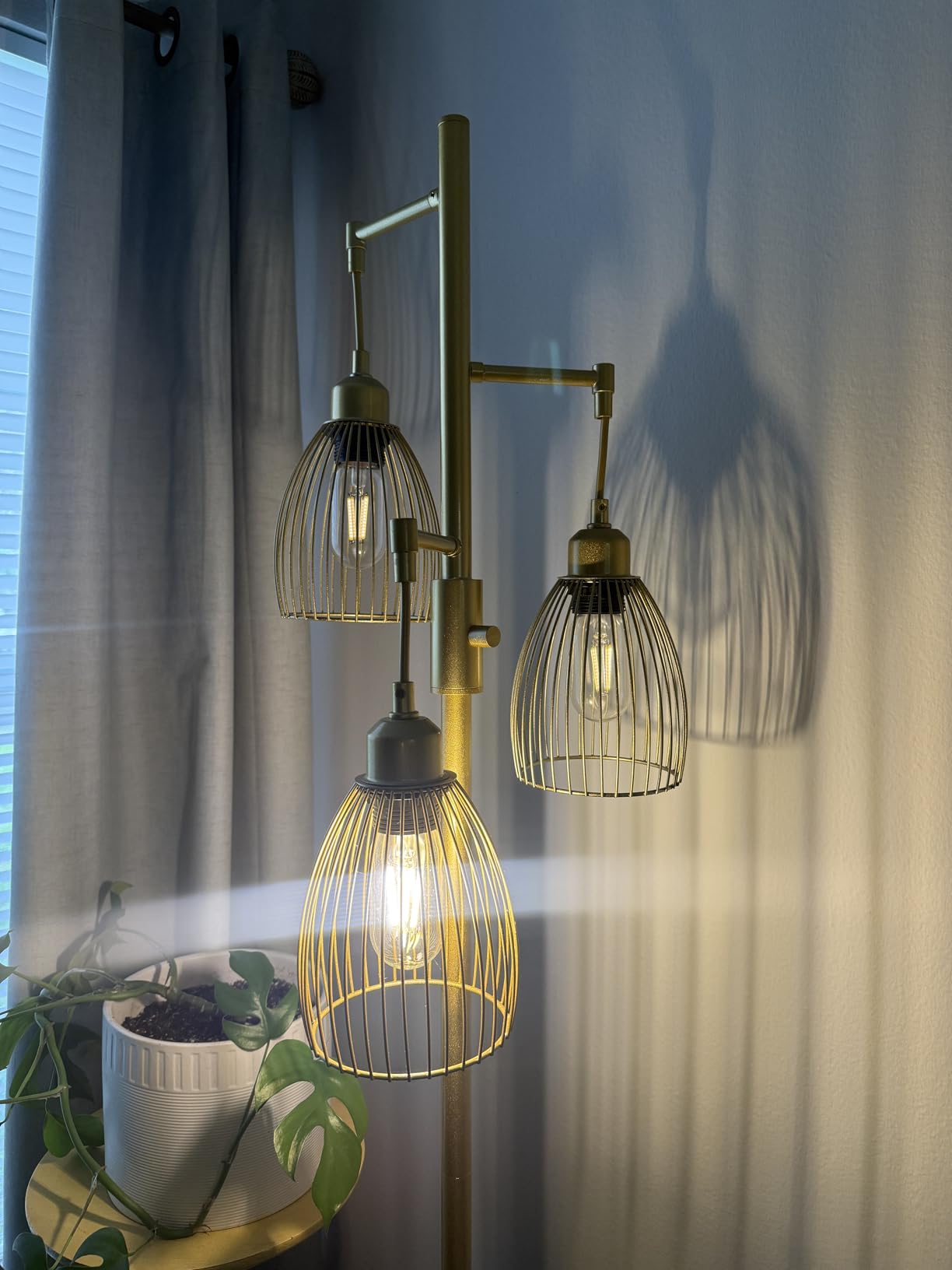 Torondo Dimmable Floor Lamp, Industrial Floor Lamps for Living Room, Brown Tree Lamp Standing Lamp Tall Lamps with 3 Elegant Teardrop Cage Head & 800 Lumens LED Bulbs for Living Room Bedroom Office customer photo 1