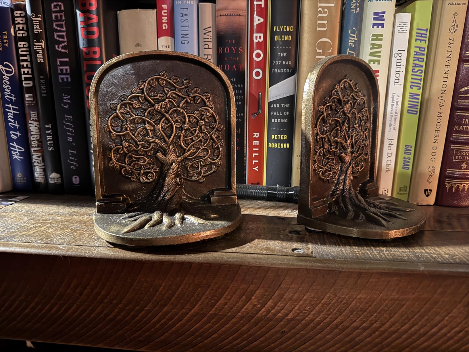 Tree of Life Bookends, Antique Brass, 2 Decorative Bookends for Shelves or Bookcase, Cast Iron, Non-Skid Heavy Bookends, Home Décor Gift customer photo 1