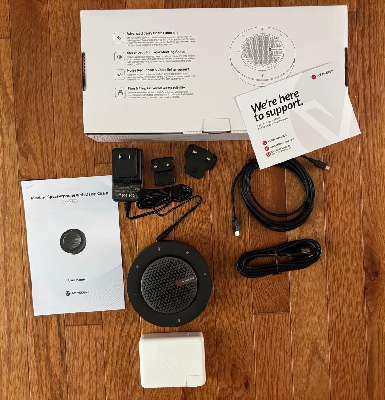 Conference Speakerphone, Daisy Chain up to 9 Speakerphones for 50 People, USB & Bluetooth Speaker with 4 Mics AI Noise Cancellation 360° Voice Pickup for Zoom,Teams,Conference Call Large Meeting Room customer photo 2