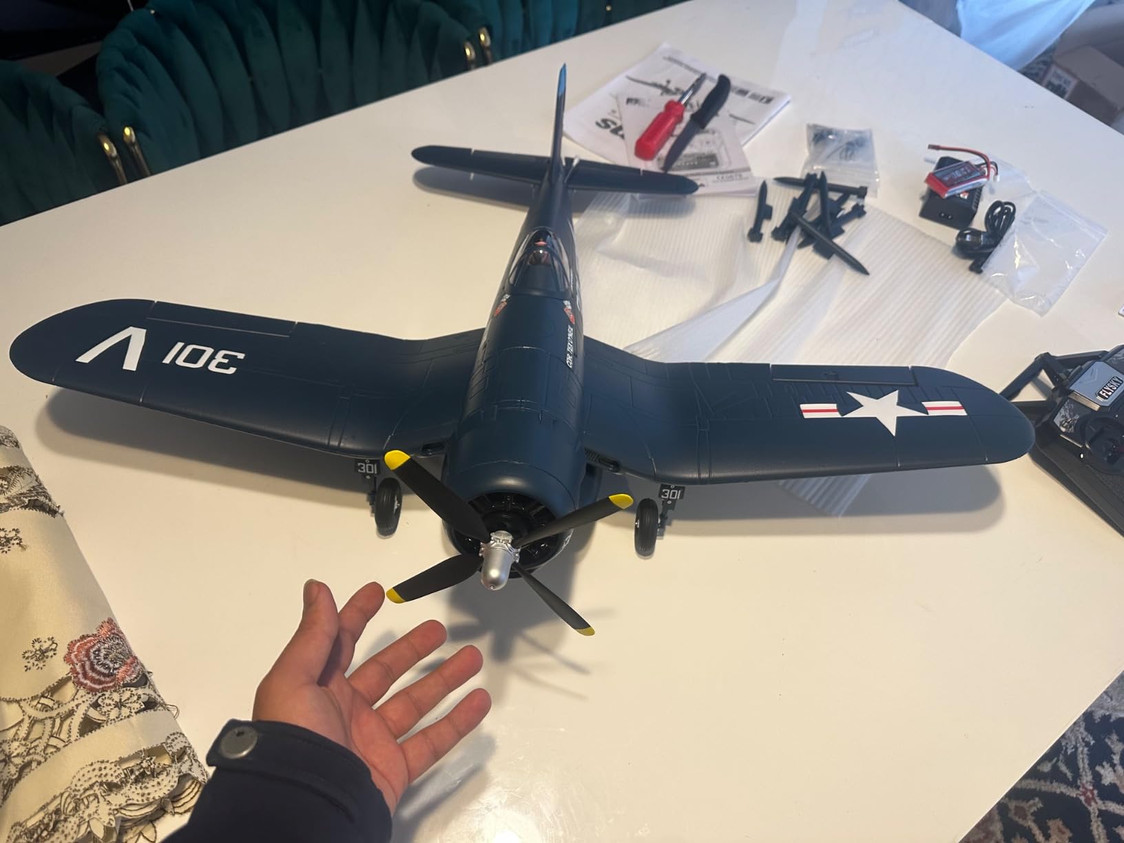 RC Plane F4U Corsair V2 800mm 4 Channel RTF (Including Transmitter, Receiver, Charger) Blue customer photo 1