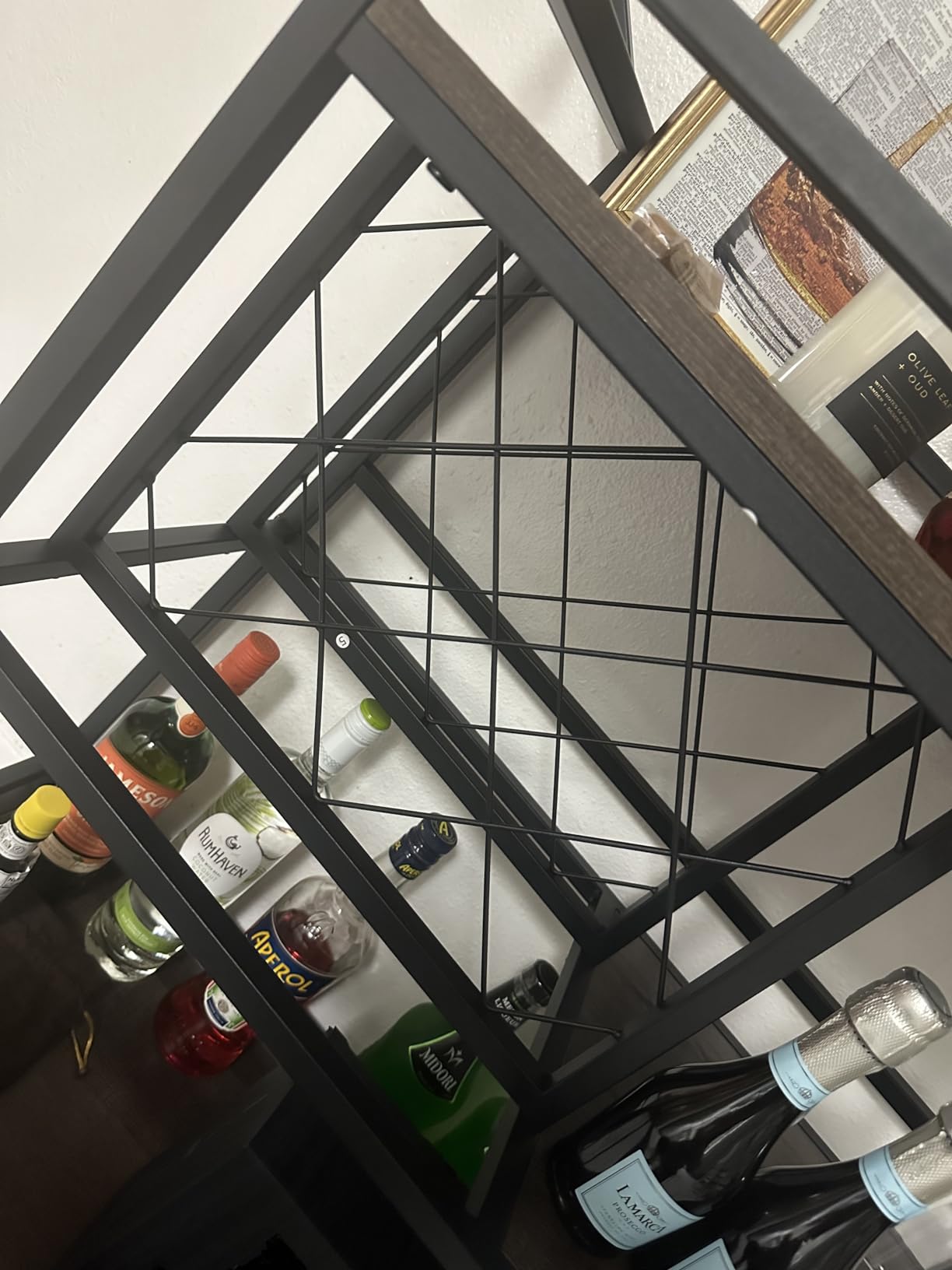 FATORRI Bar Cart with Wheels, Wine & Liquor Cart for Home | Rolling Serving Cart for liquor, 3 Tier Beverage Cart with Wine Rack and Glass Holder, Rustic Oak customer photo 2