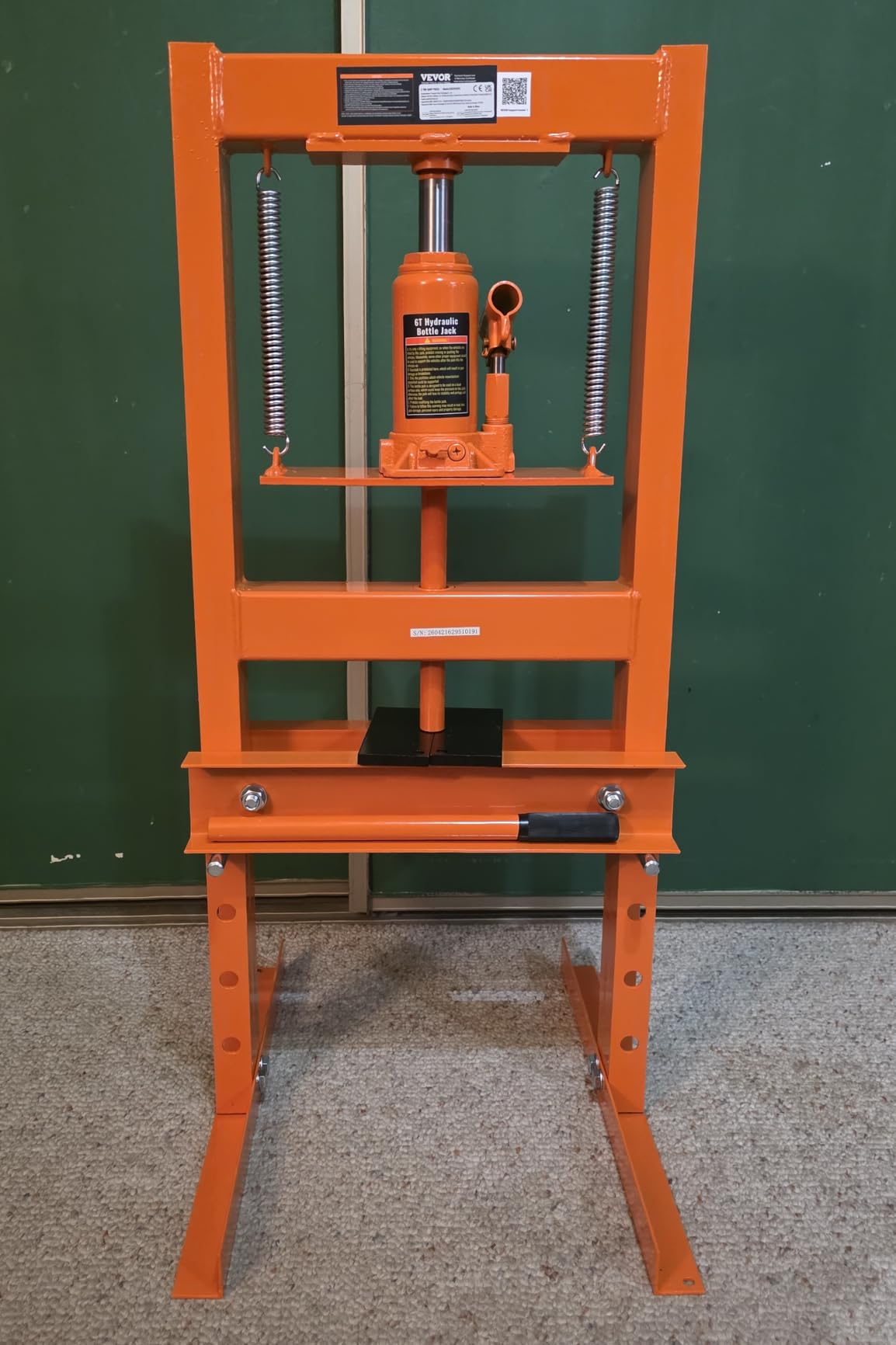 VEVOR Hydraulic 6 Ton H-Frame Garage Floor Adjustable Shop Press with Plates, 6T, Orange customer photo 1