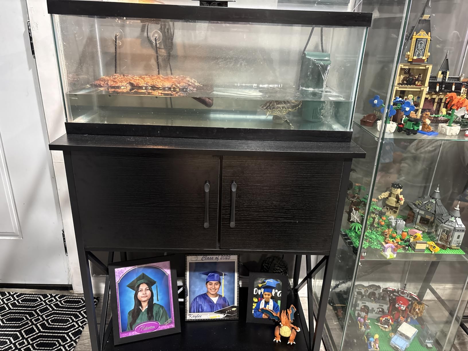 Herture 20-29 Gallon Aquarium Stand Metal Frame Fish Tank Stand with Cabinet Storage, for 20 Gallon Long Aquarium, 30.7