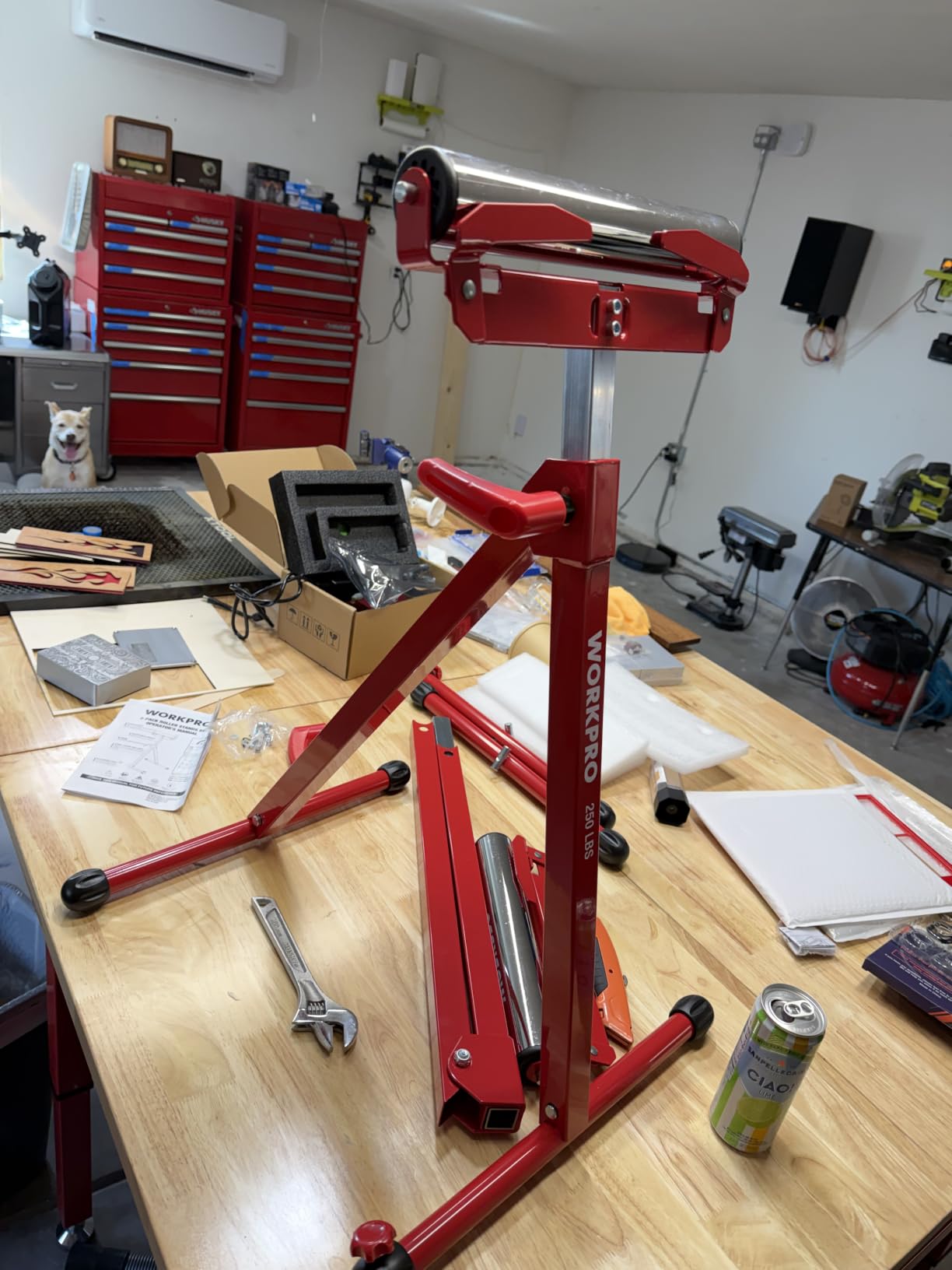 WORKPRO Folding Roller Stand Height Adjustable, Heavy Duty 250 LB Load Capacity, Outfeed Woodworking (Upgraded head) customer photo 1