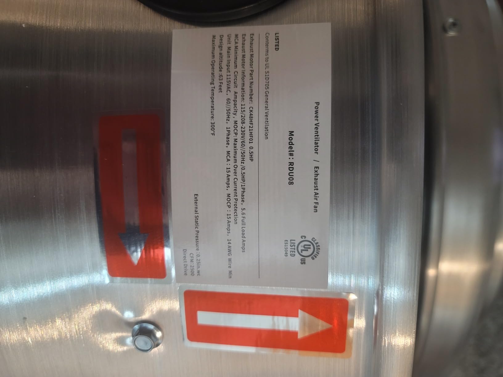Restaurant Hood Grease Rated Exhaust Fan- Food Truck High Speed Direct Drive Centrifugal Upblast Exhaust Fan 0.5HP 110 Volt Single Phase Motor 1900-2600 CFM customer photo 2