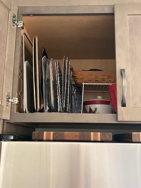 KORRTFID Kitchen Cabinet Organizer, Steel Cookware Holder, Divided Holder with 5 Slots for Skillets Baking Tray and Chopping Board Rack - Baking Pan Holder Storage (1 PC) customer photo 2