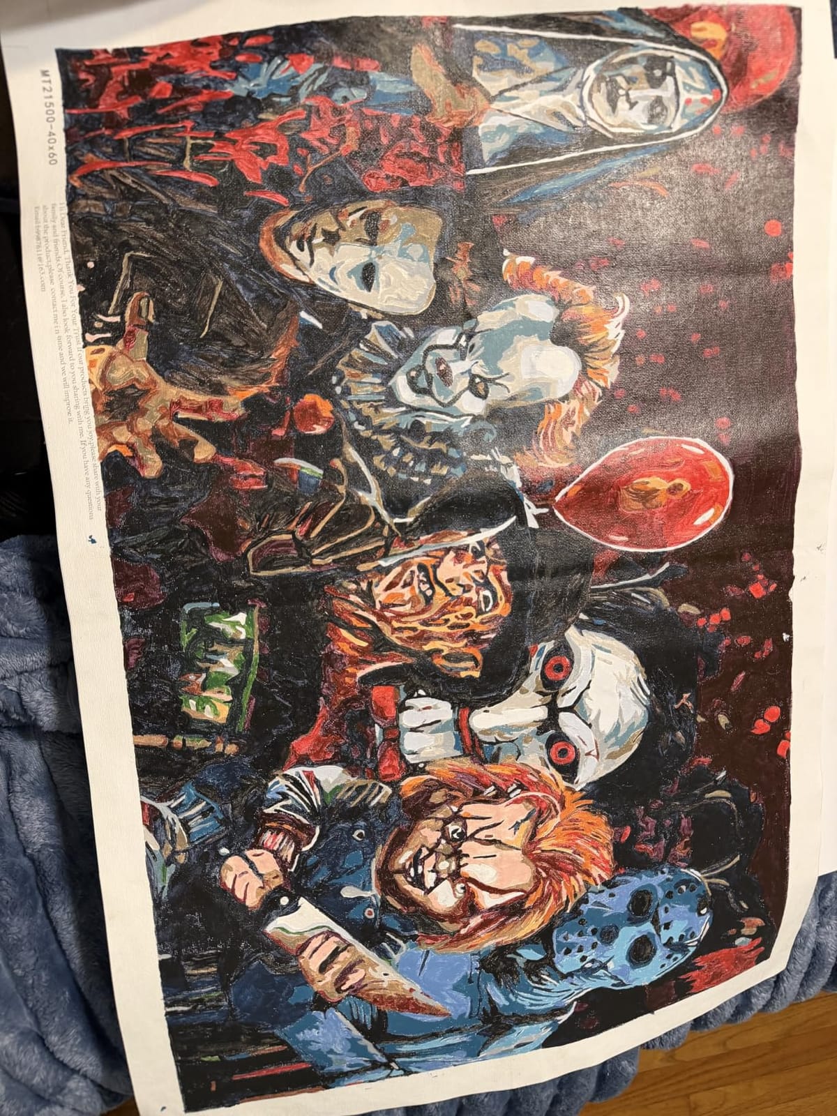 Clendo Halloween Paint by Numbers for Adults, Horror Large Paint by Number Kits for Beginner, Color Oil Painting Acrylic on Canvas Paints Without Frame for Home Wall Decor（16x24 Inch） customer photo 1
