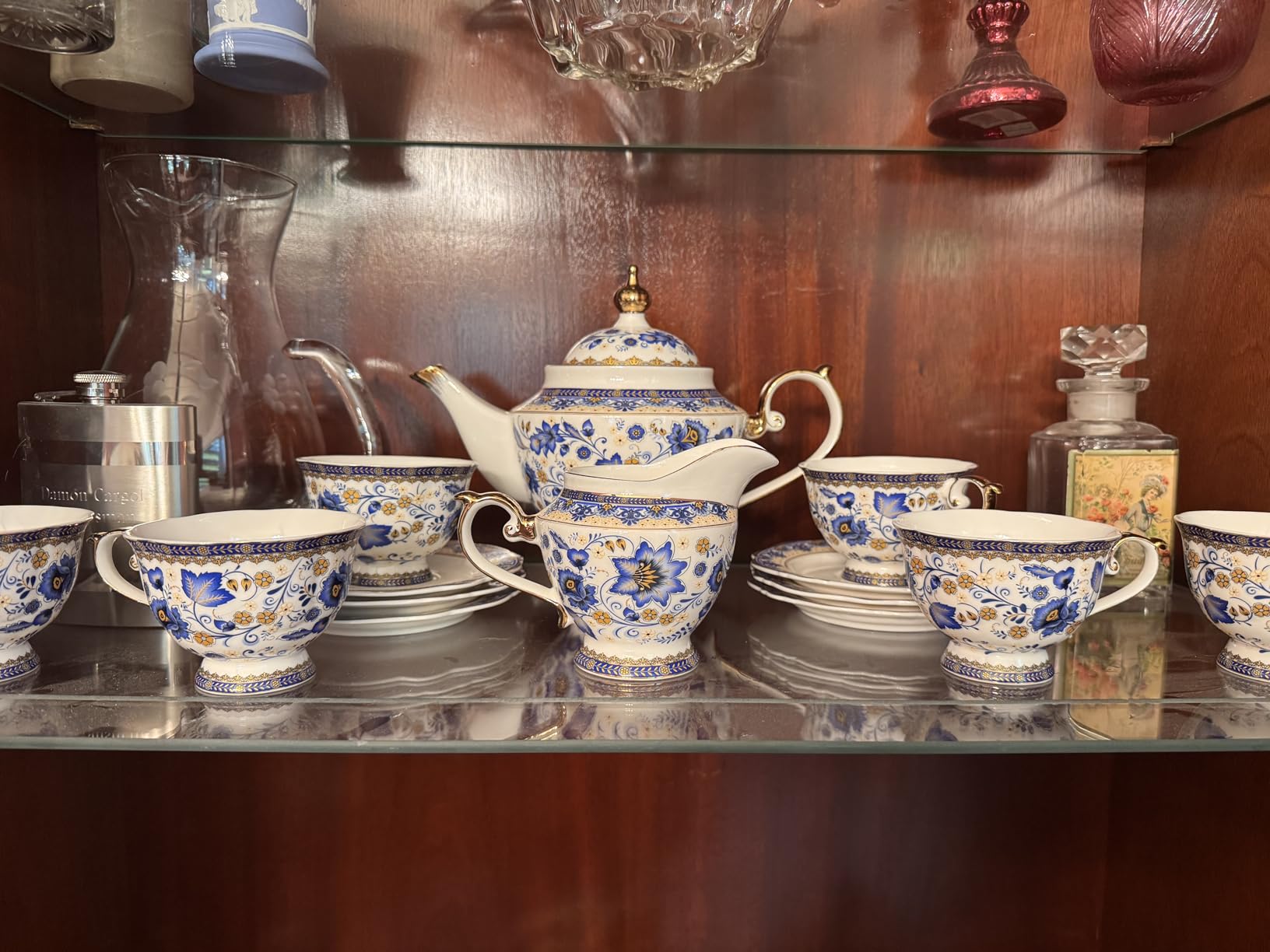 ACMLIFE Tea Sets for Adults Fine Bone China Tea Set for 6, Porcelain Teapot Sets for Adults 24K Gold, Afternoon Modern Cups and Saucers for Women Tea Party or Gifts Giving (White) customer photo 2