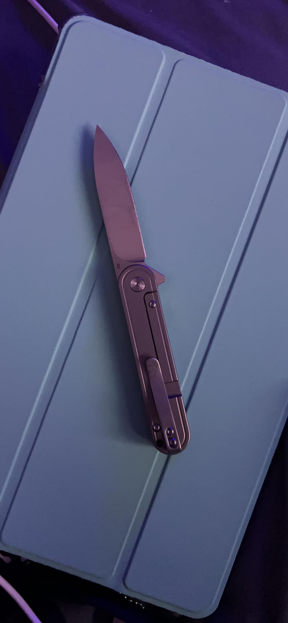 OLITANS T025 Pocket Knife 2.76'' D2 Steel Blade 3.6'' Titanium Alloy Handle Flipper Mini Folding knife 1.8oz（Grey） customer photo 1
